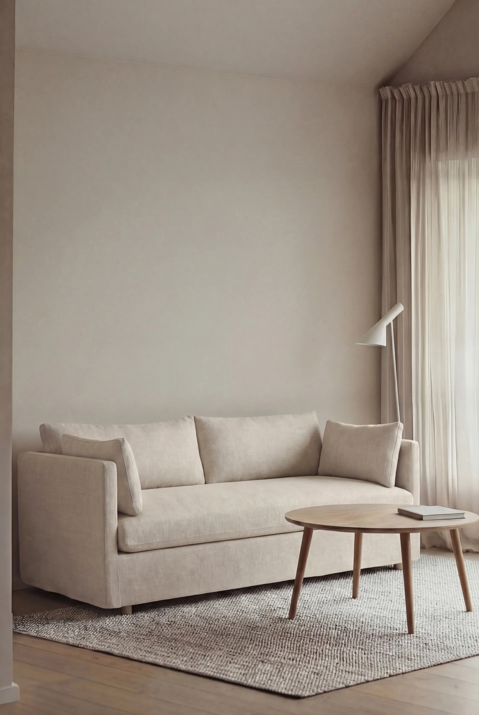 Linnevik sofa, Same Off White 6671-white-oiled oak, 2-seater, with skirt 1898