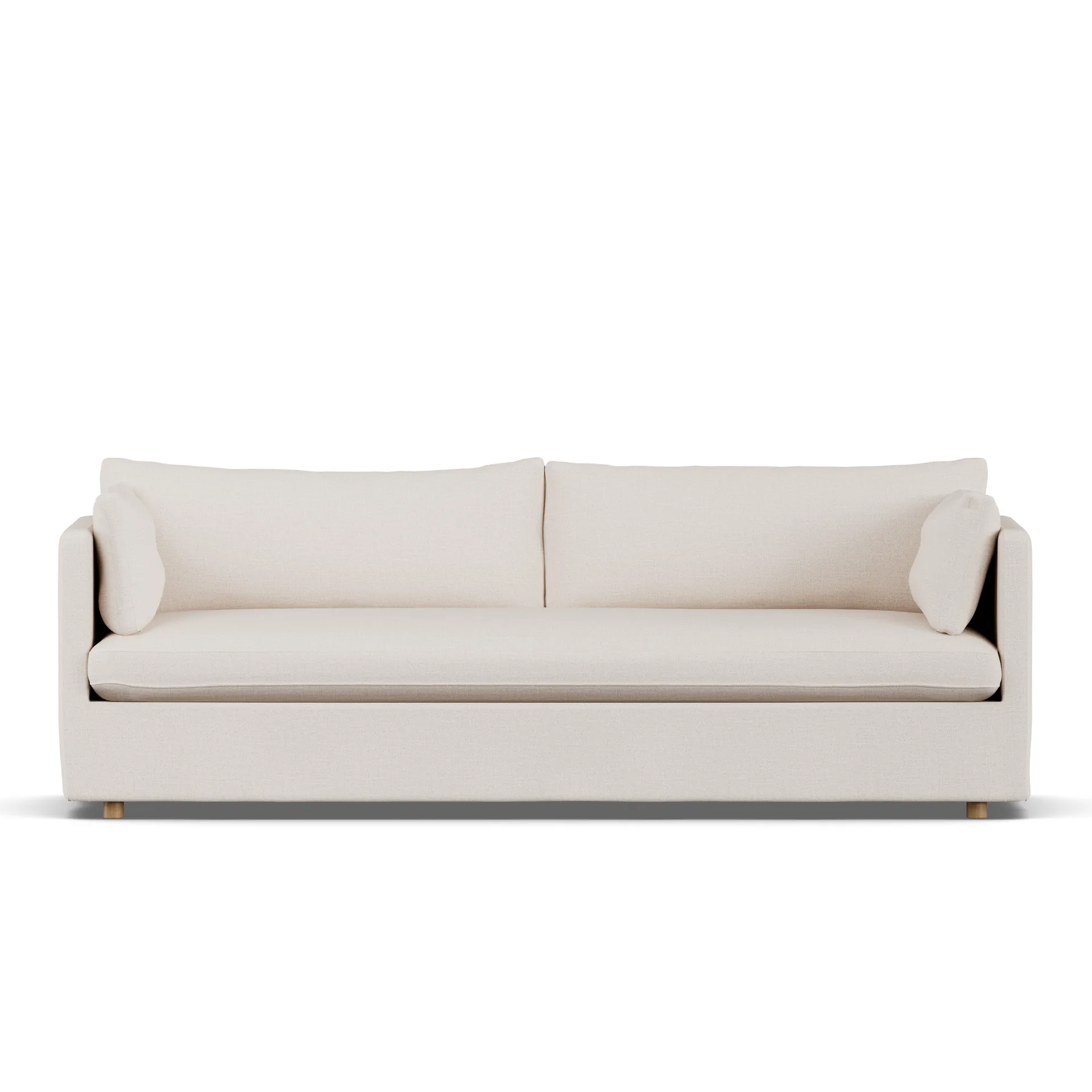 Linnevik sofa, Same Off White 6671-white-oiled oak, 4-seater, with skirt 1898
