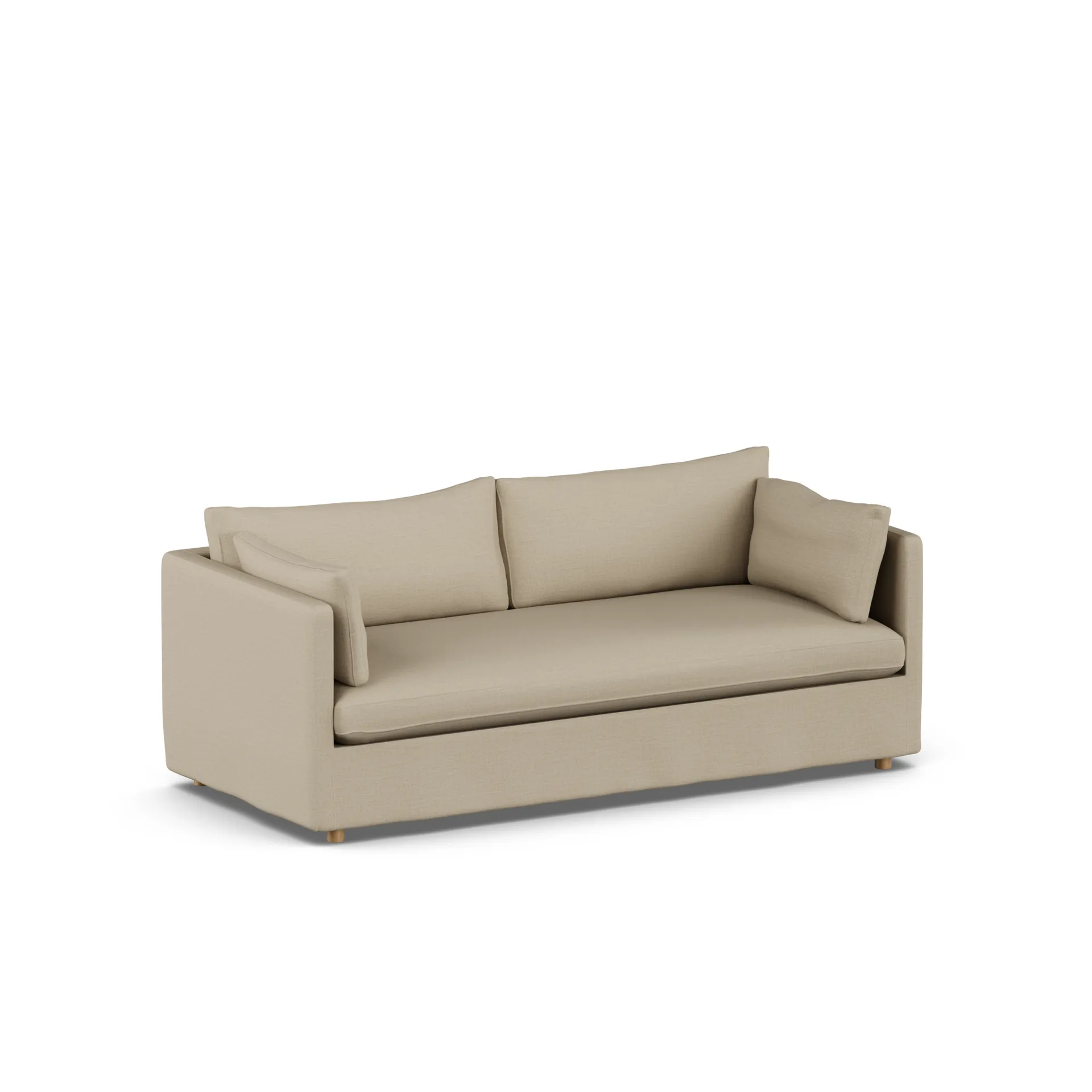 Linnevik sofa, Same Sand 6672-white-oiled oak, 3-seater, with skirt 1898