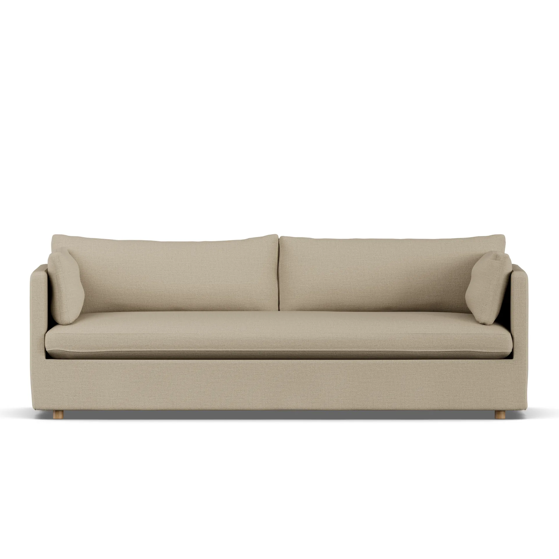Linnevik sofa, Same Sand 6672-white-oiled oak, 4-seater, with skirt 1898
