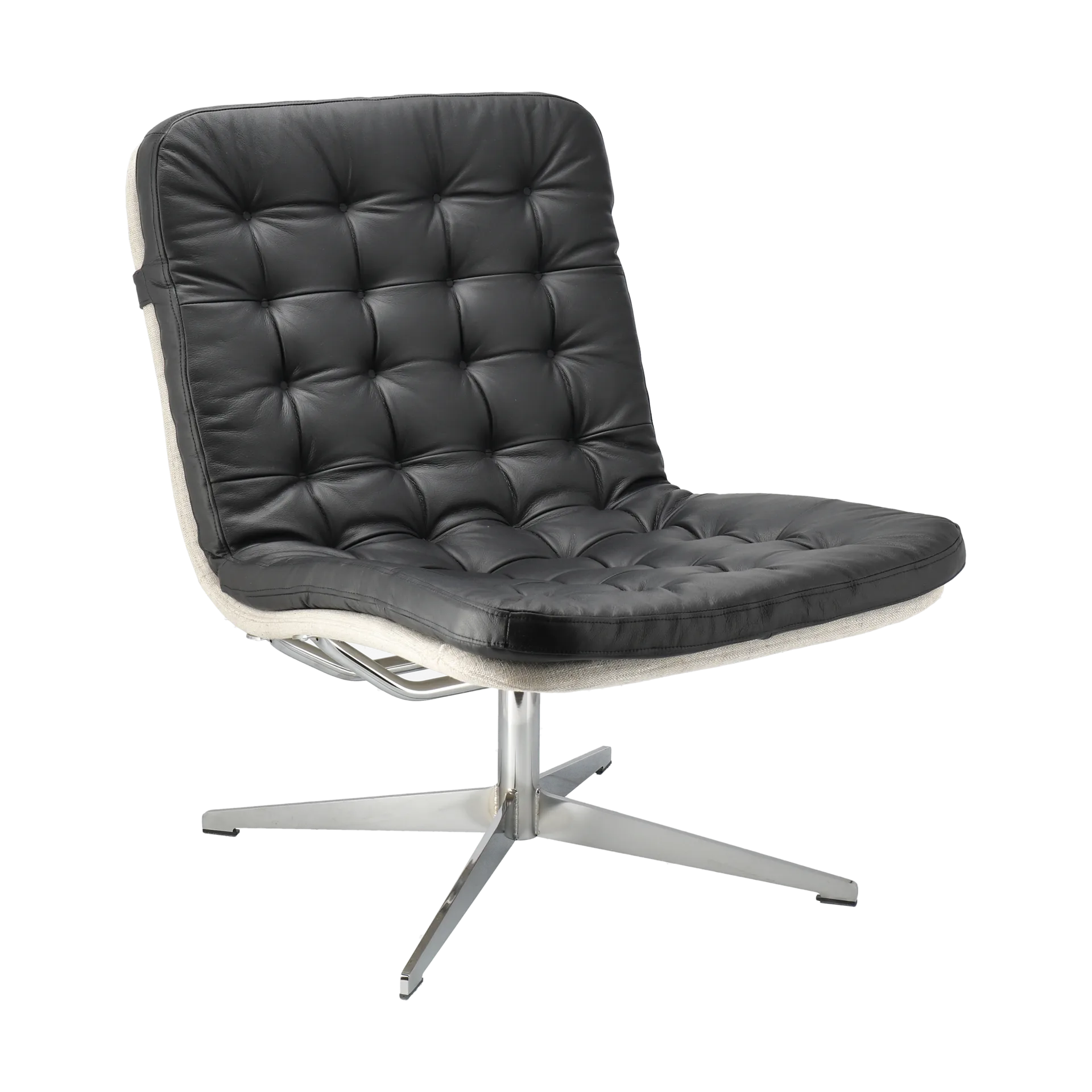 Loholm armchair with swivel function, Bern 0341-black leather-white oiled oak 1898