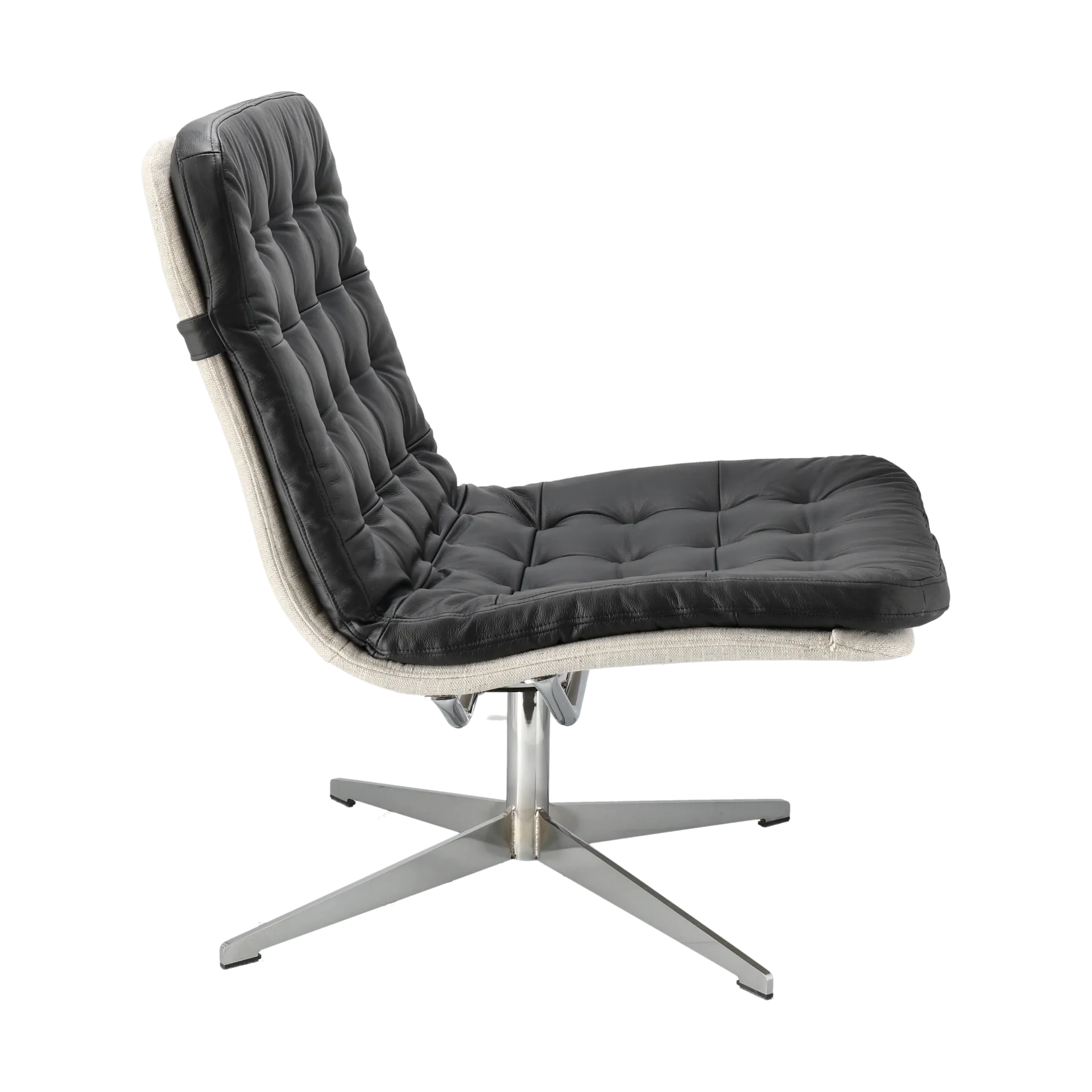 Loholm armchair with swivel function, Bern 0341-black leather-white oiled oak 1898