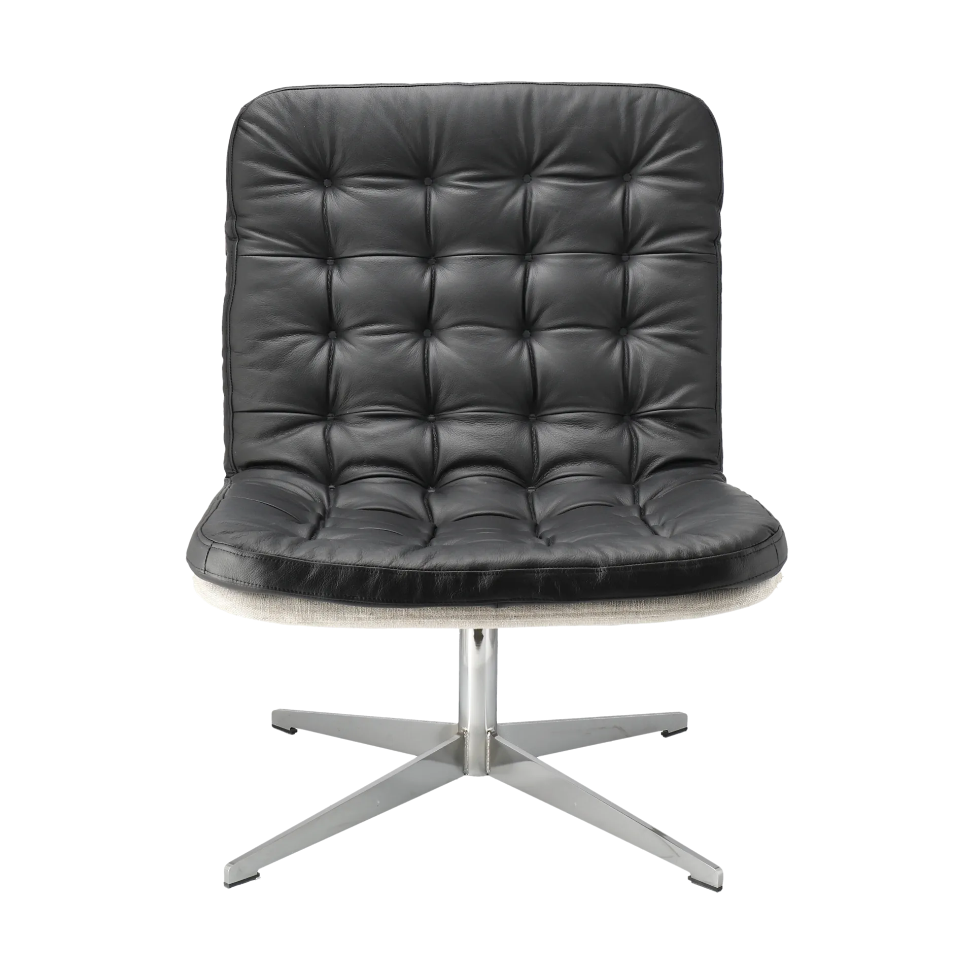 Loholm armchair with swivel function, Bern 0341-black leather-white oiled oak 1898