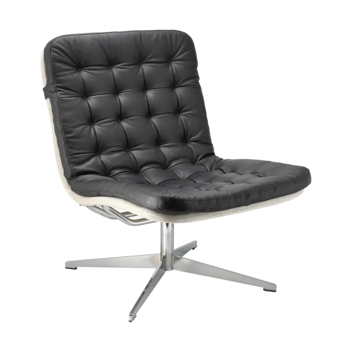 Loholm armchair with swivel function - Black leather-Bern Beige 0341 - 1898
