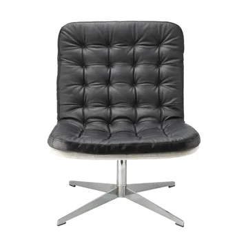 Loholm armchair with swivel function - Black leather-Bern Beige 0341 - 1898