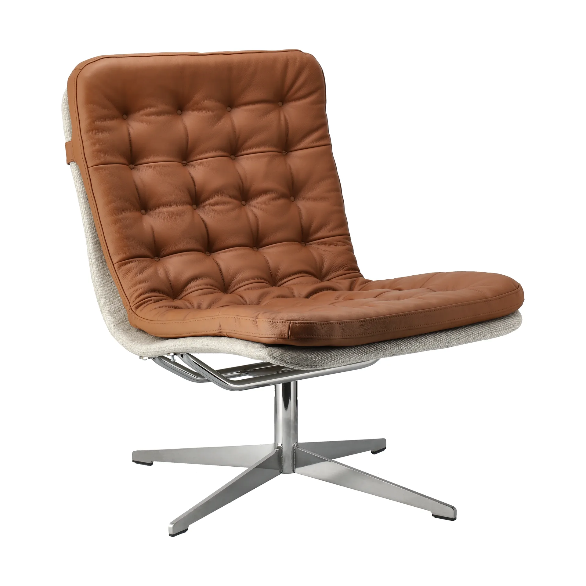 Loholm armchair with swivel function, Cognac leather-Bern Beige 0341 1898