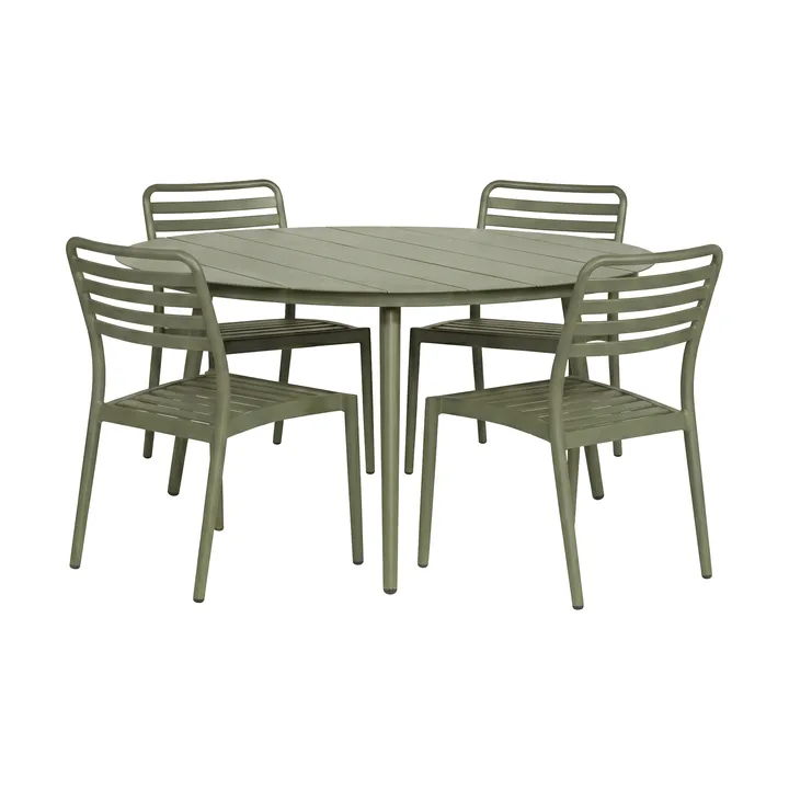 Marsala dining table Ø140 cm + 4 Messina chairs, Moss green - 1898