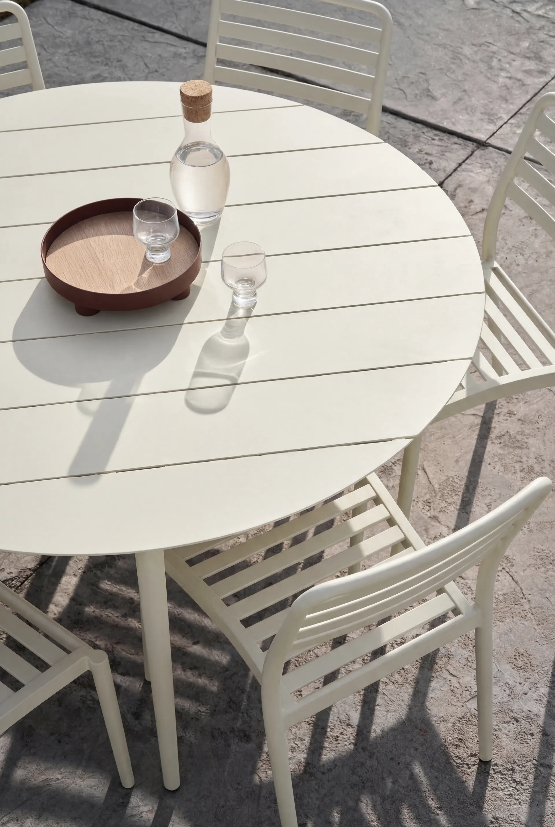 Marsala dining table Ø140 cm + 4 Messina chairs, Off white,  1898