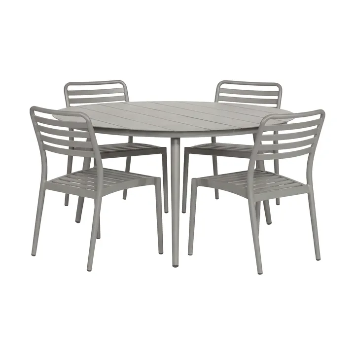 Marsala dining table Ø140 cm + 4 Messina chairs, Taupe - 1898