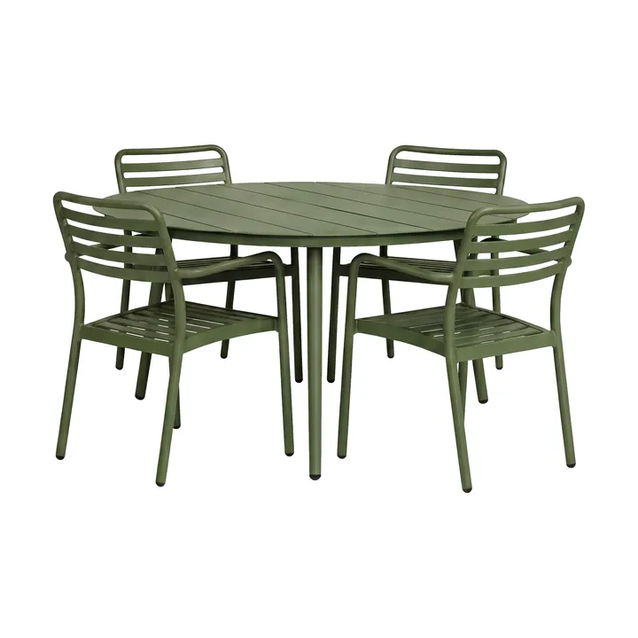 Marsala dining table Ø140 cm + Messina armchair 4 pcs, Moss green - 1898