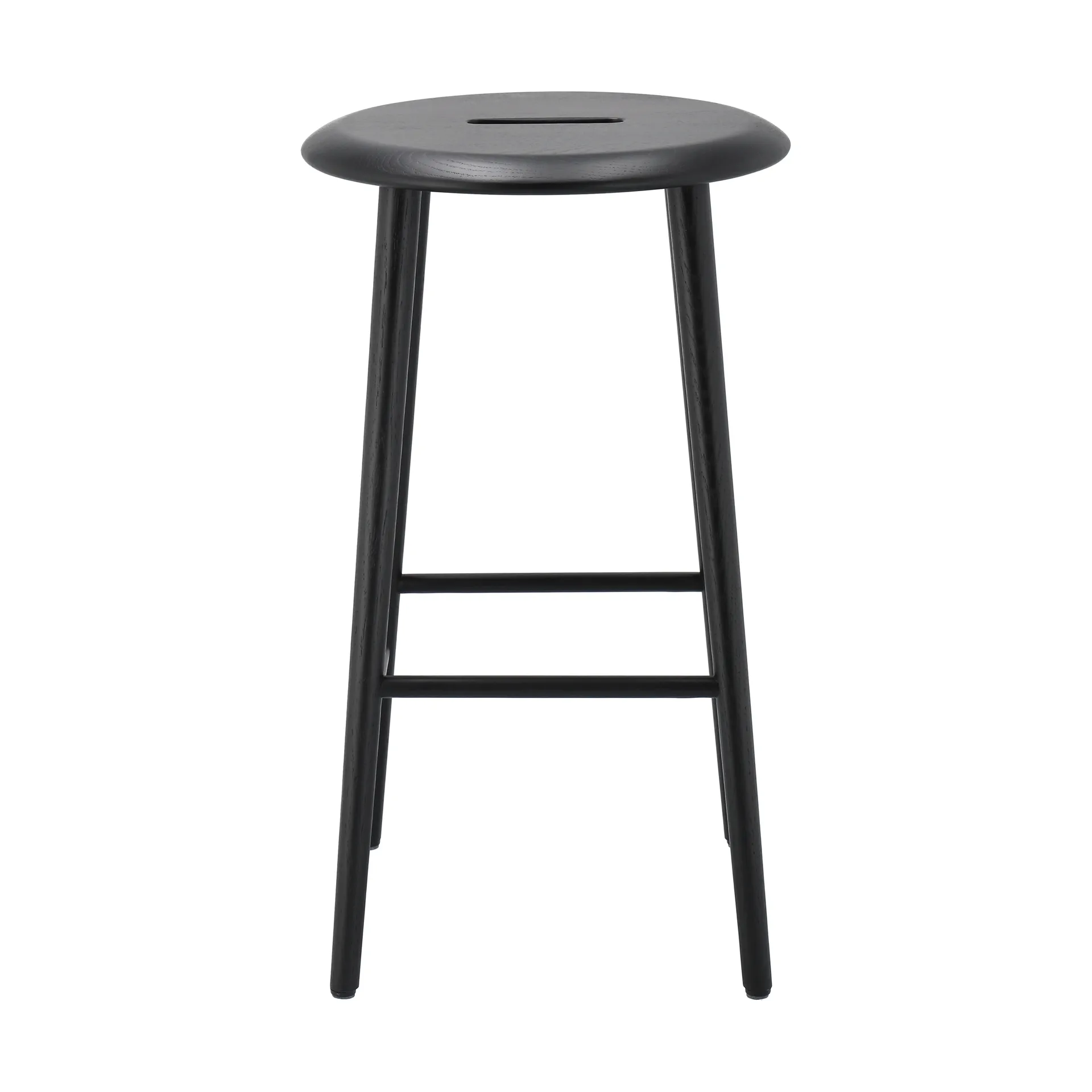 Norrabo round bar stool 65 cm, Black lacquered oak 1898