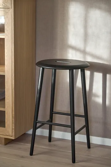 Norrabo round bar stool 65 cm - Black lacquered oak - 1898