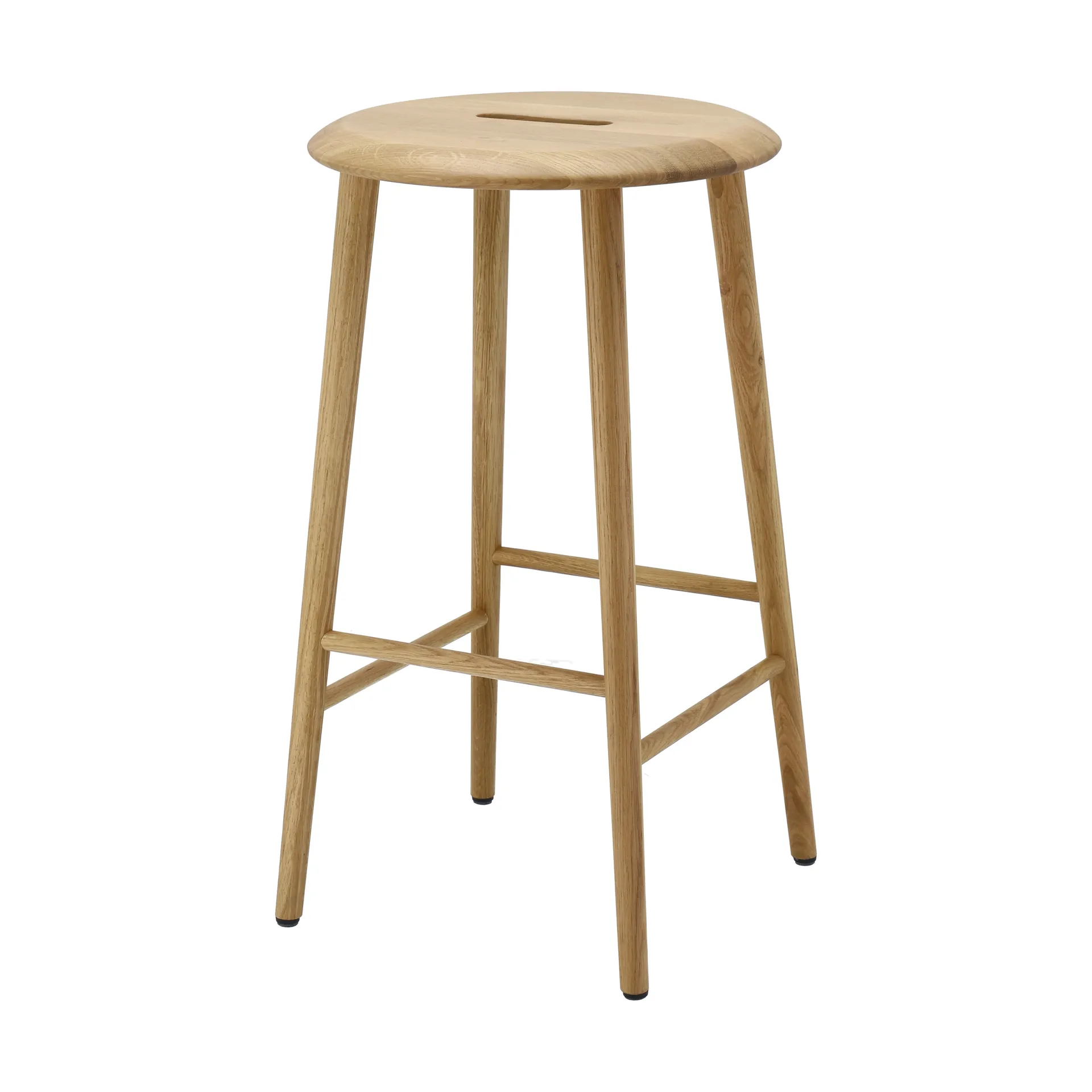 Norrabo round bar stool 65 cm, Natural lacquered oak 1898