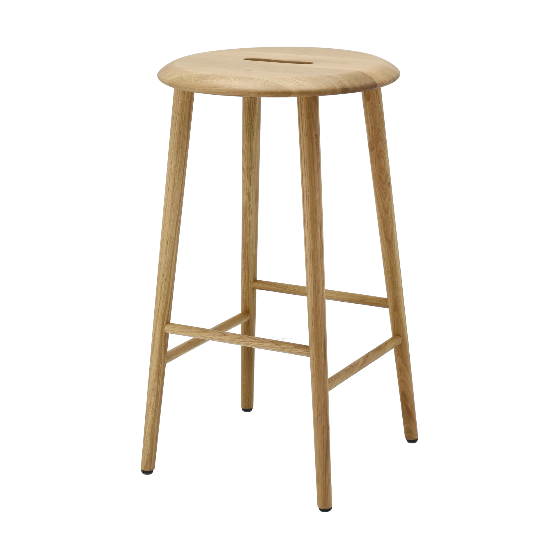 Norrabo round bar stool 65 cm, Natural lacquered oak 1898