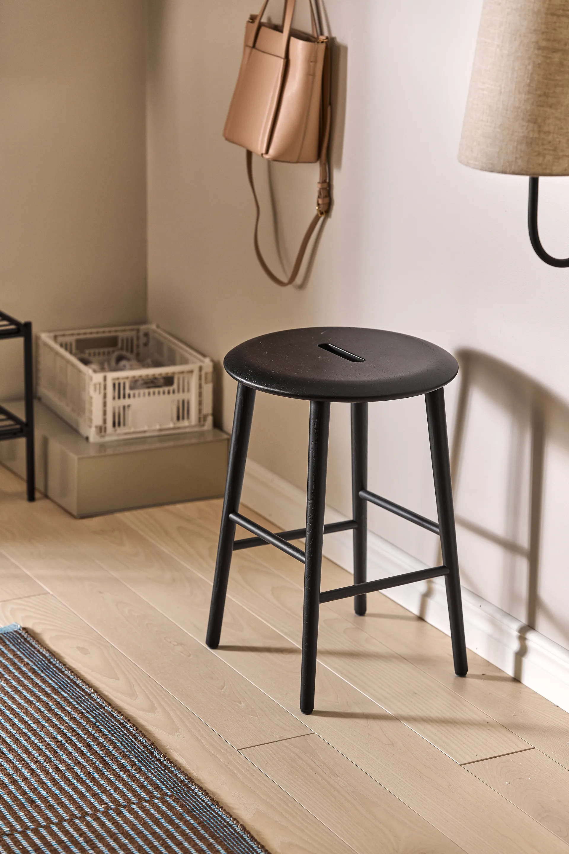 Norrabo stool 45 cm, Black lacquered oak 1898
