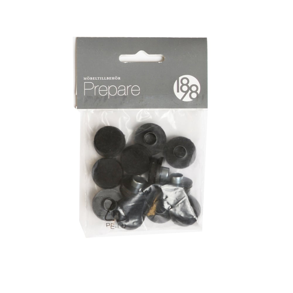 1898 Prepare floor protectors Black, 22mm plastic felt tube rivet, 12 pcs