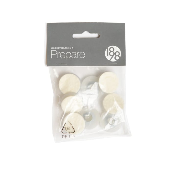 Prepare floor protectors - White, 26mm plastic felt tube rivet, 8 pcs - 1898