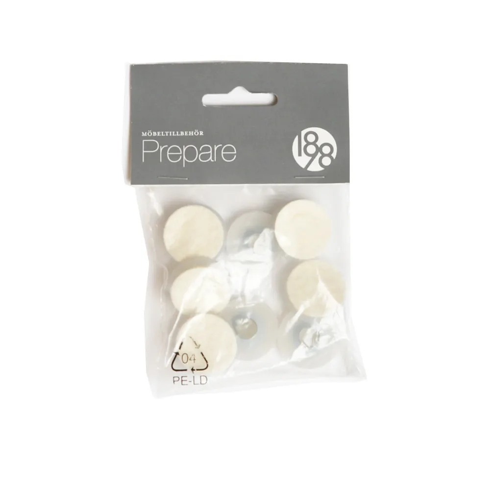 1898 Prepare floor protectors White, 26mm plastic felt tube rivet, 8 pcs