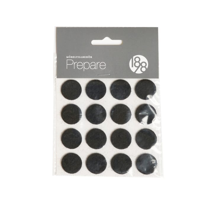 Prepare furniture floor protectors - Black, self-adhesive felt ø20 mm, 16 pcs - 1898