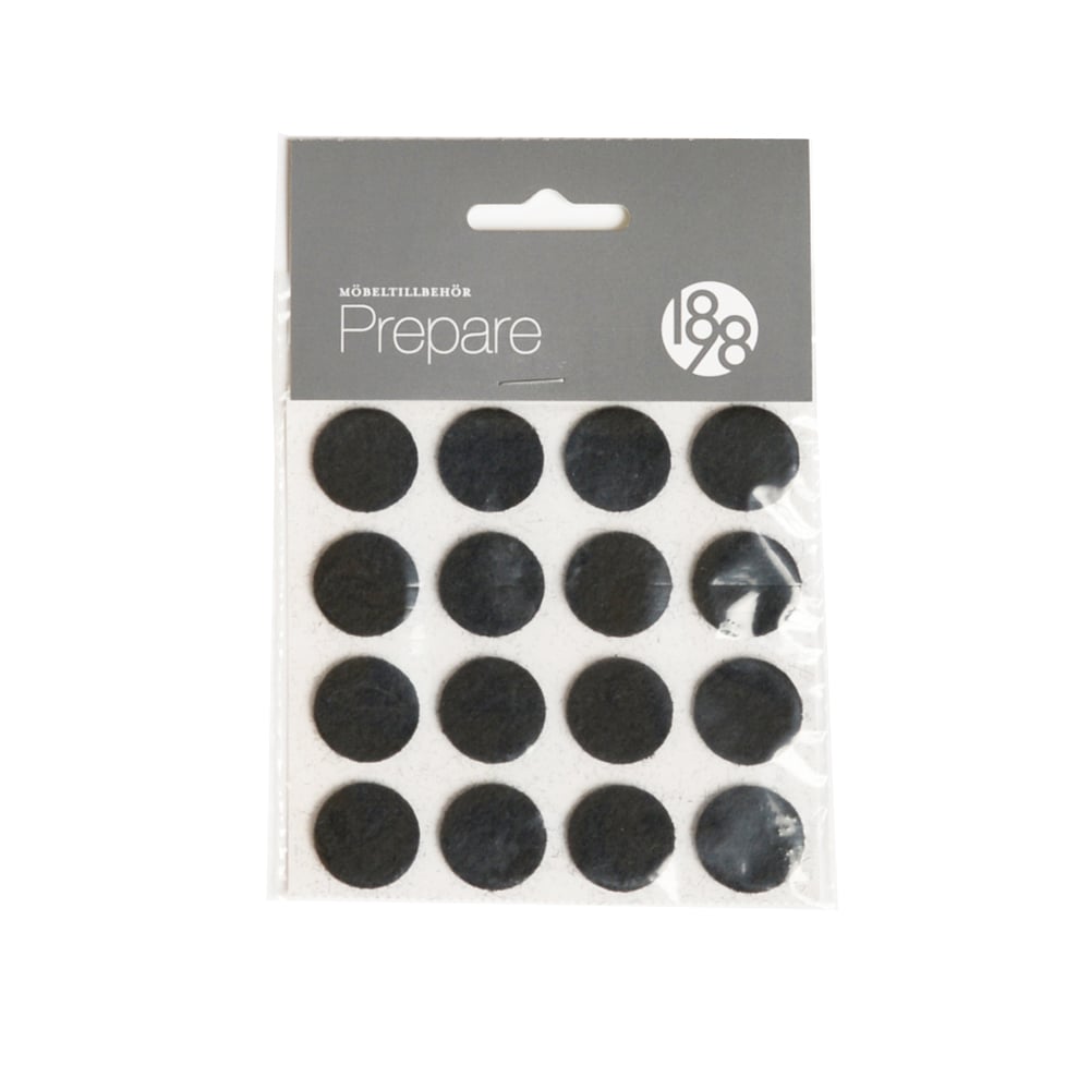 1898 Prepare furniture floor protectors Black, self-adhesive felt o20 mm, 16 pcs