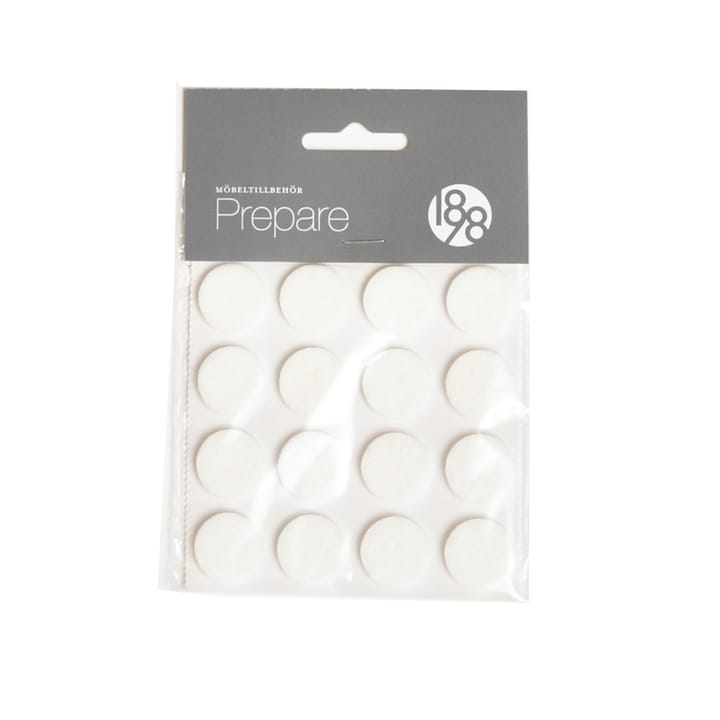 Prepare furniture floor protectors - White, self-adhesive felt, ø20 mm, 16 pcs - 1898