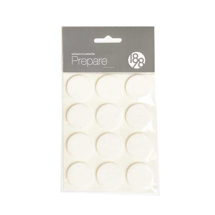 Prepare furniture floor protectors - White, self-adhesive felt, ø28 mm, 12 pcs - 1898