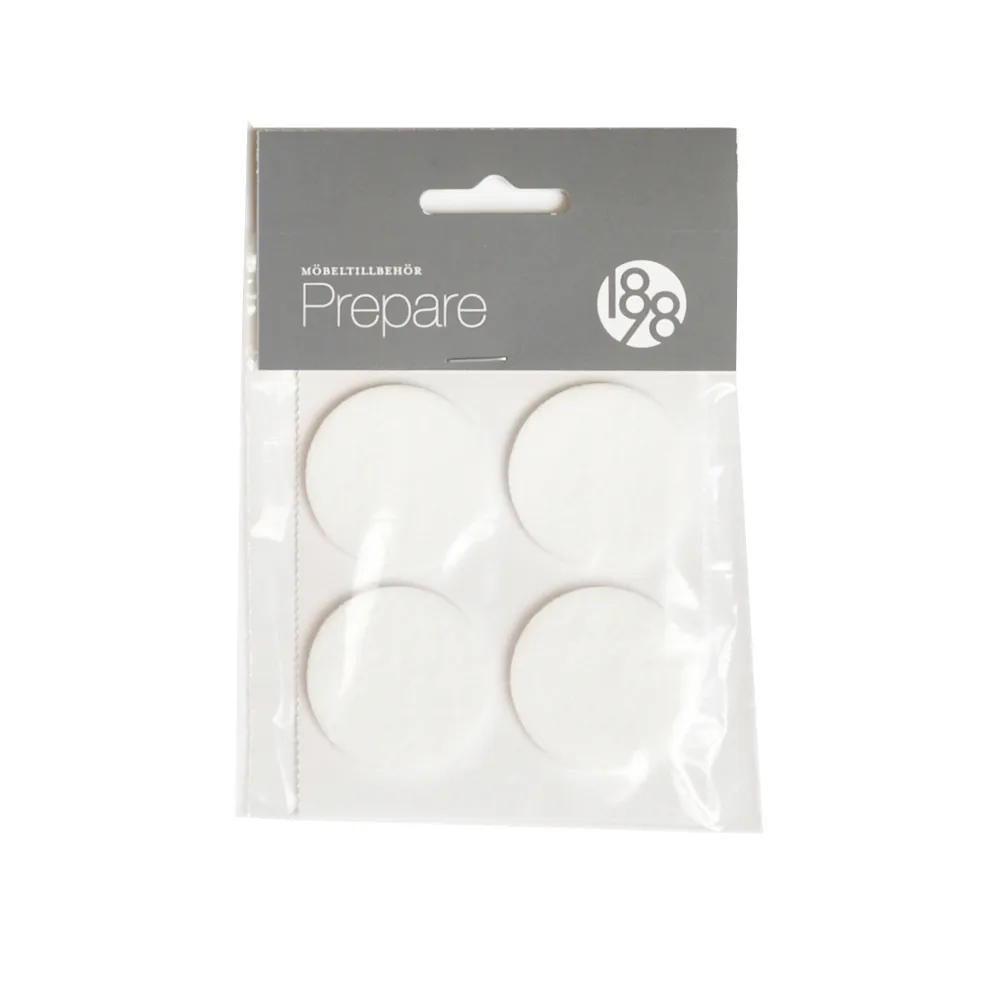 Prepare furniture floor protectors, White, self-adhesive felt, ø38 mm, 4 pcs 1898
