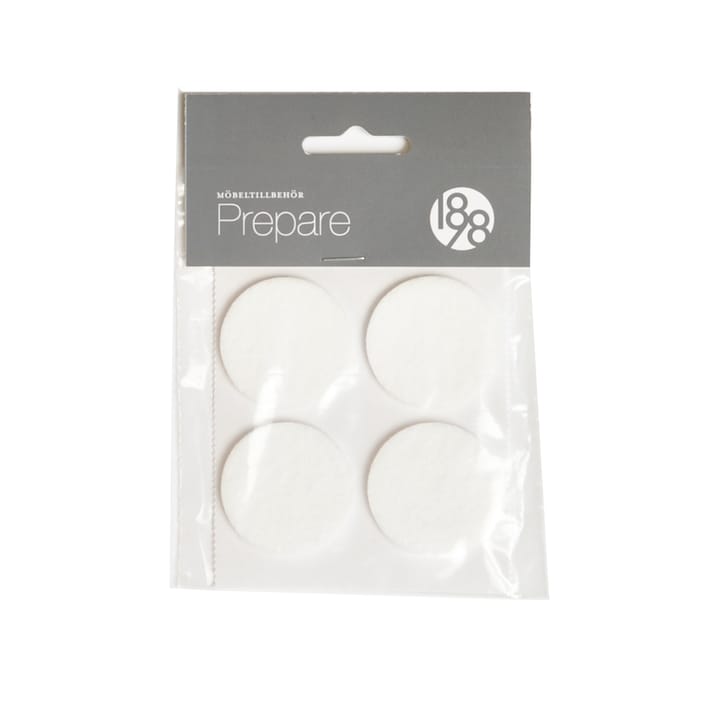 Prepare furniture floor protectors - White, self-adhesive felt, ø38 mm, 4 pcs - 1898