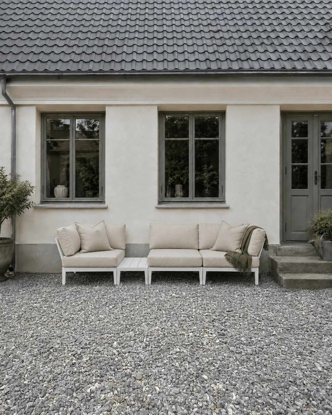 Santander modul sofa center module, White-beige 1898