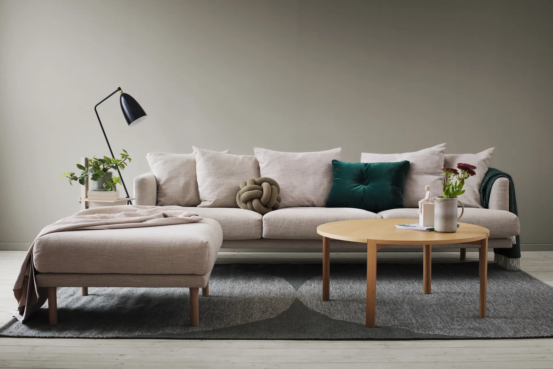 Sjövik footstool, Bern Beige 0341-white-oiled oak 1898