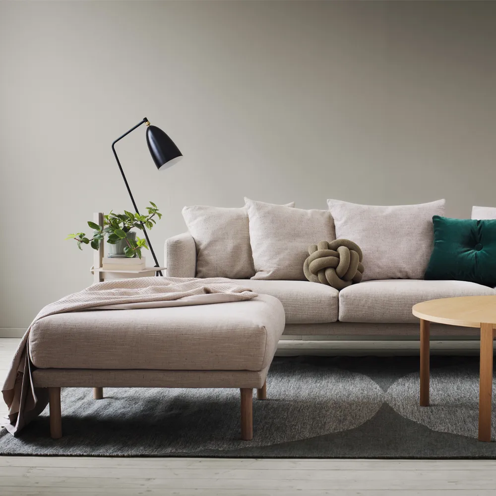 Sjövik footstool, Tyg Bern 0345, white-oiled oak legs 1898