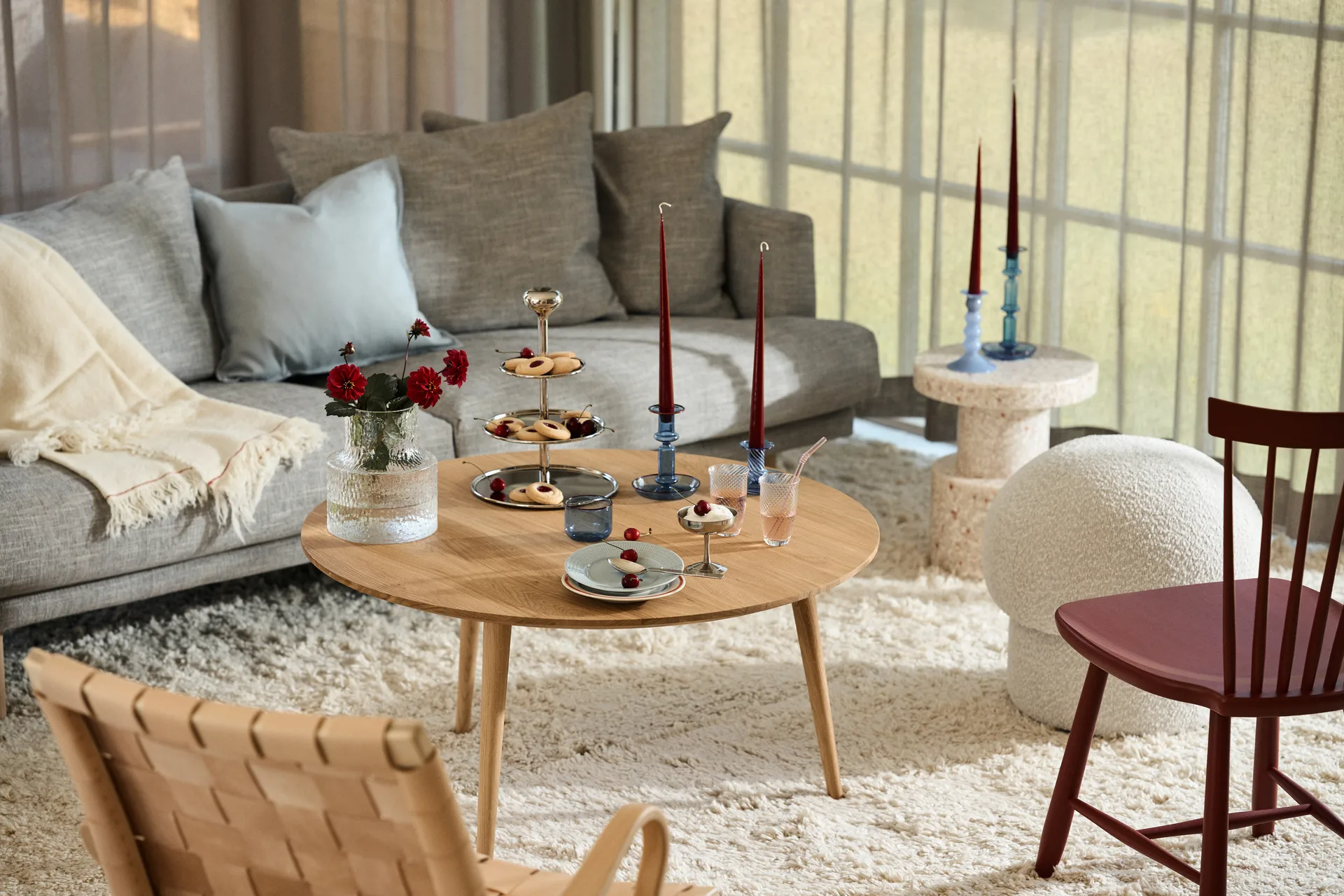 Sjövik sofa, Bern Beige 0341-white-oiled oak, 3-seater 1898