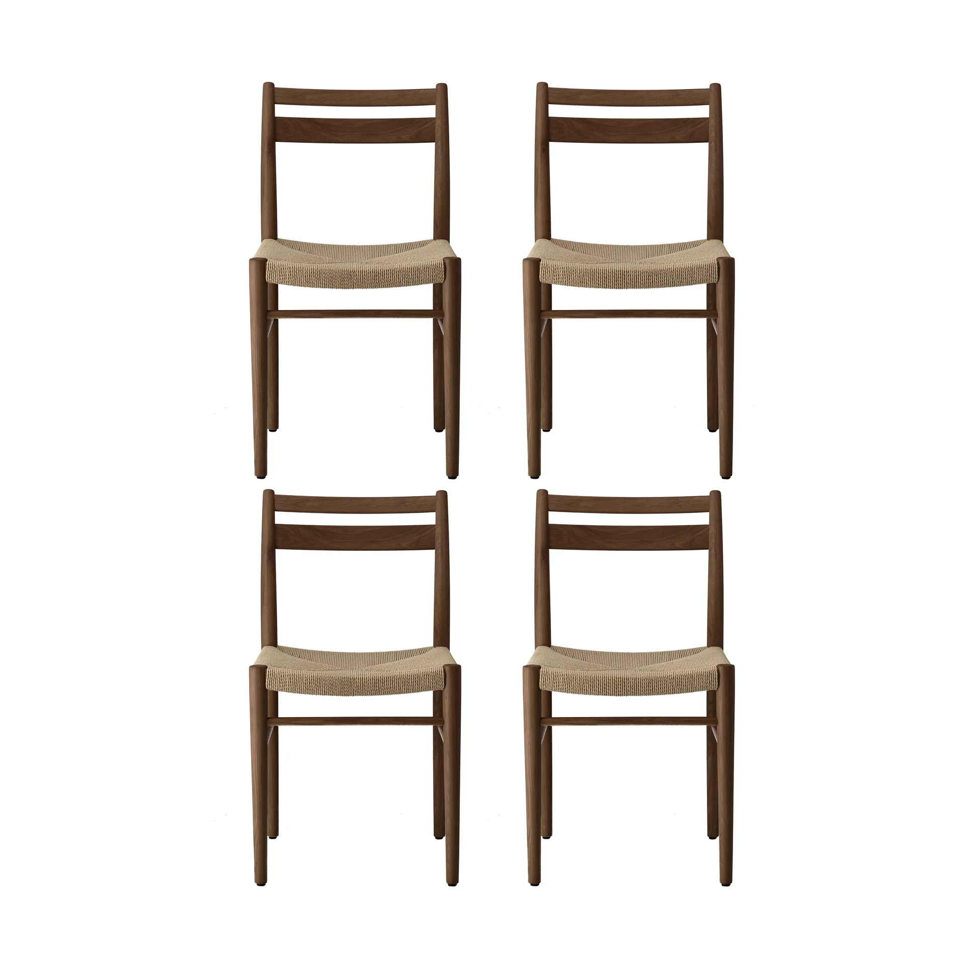 Smoked lacquered oak-natural woven, 4-pack 1898