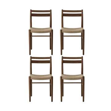 Smoked lacquered oak-natural woven, 4-pack - 1898