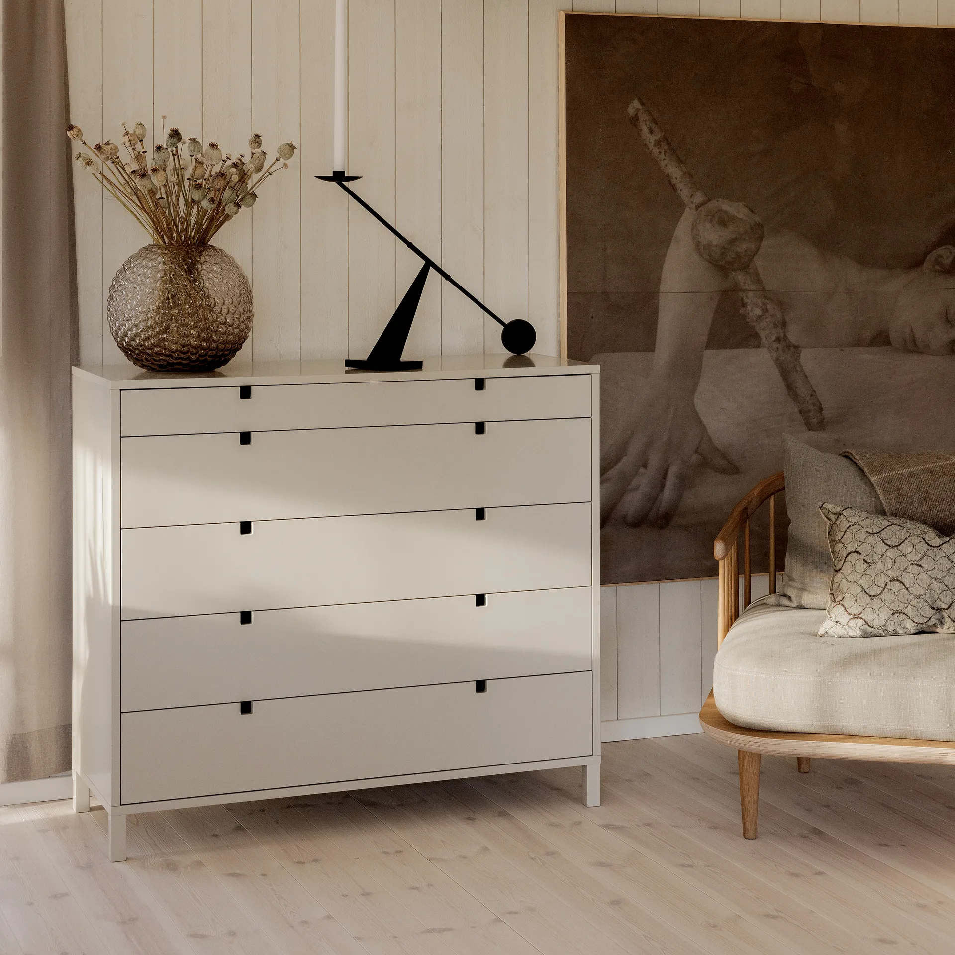 Square dresser 5 drawers, Sand 1898