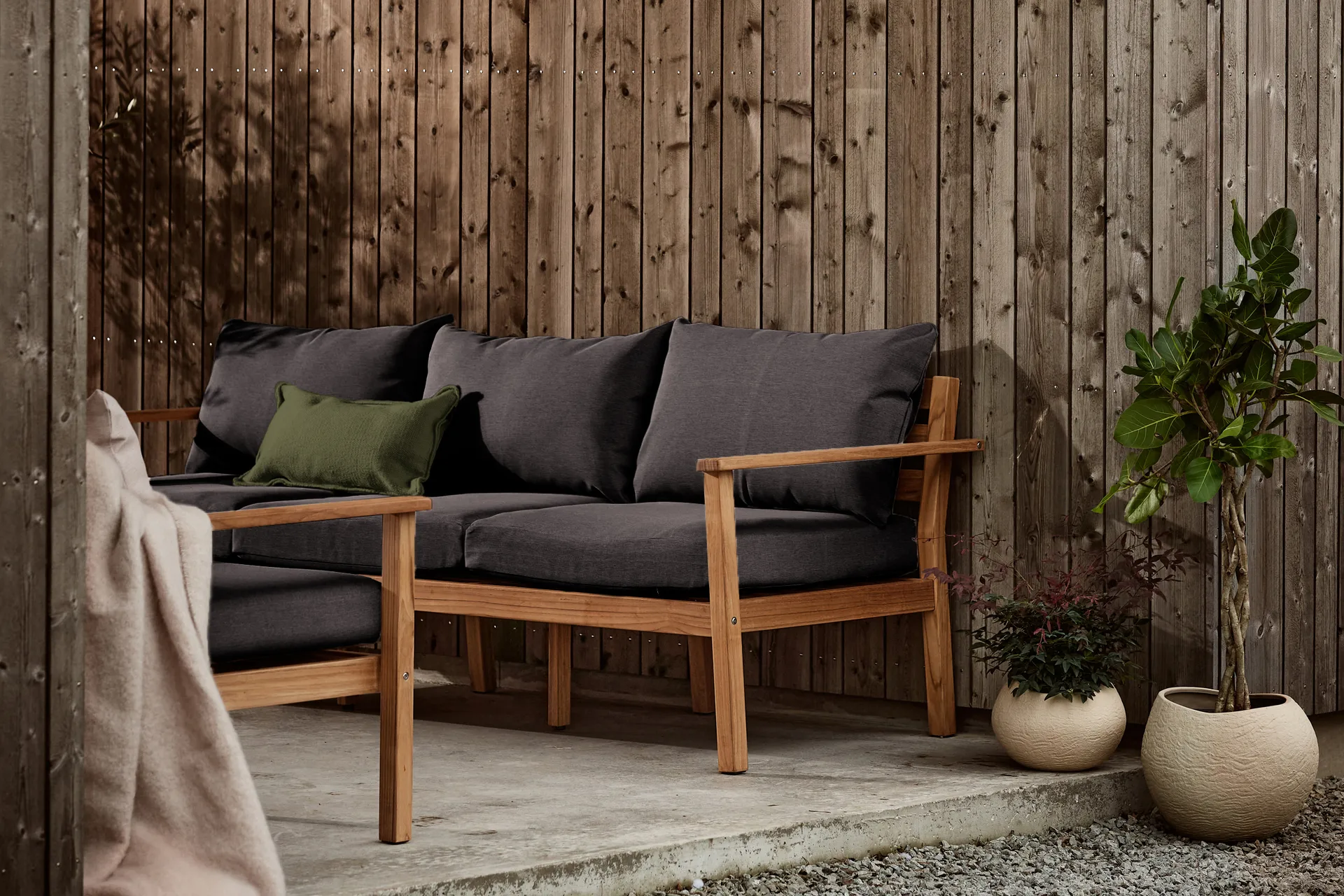 Stockaryd sofa 3-seater teak/dark grey,  1898