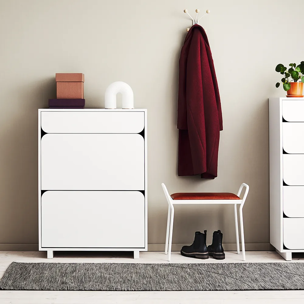 Vidja shoe cabinet, White lack. 2 fack+1 draw 1898