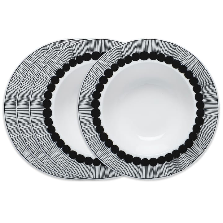 Siirtolapuutarha deep plate Ø 20 cm, 4-pack - black-white - Marimekko