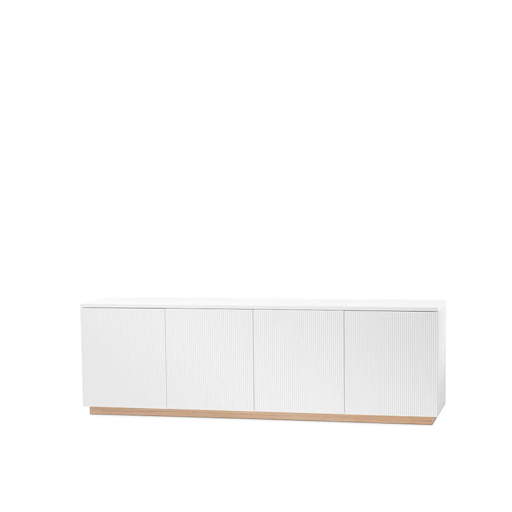 Beam side table, White lacquer, base in white oiled oak A2