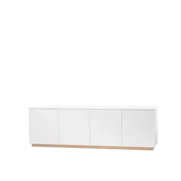 Beam side table - White lacquer, base in white oiled oak - A2