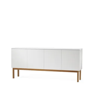 Beam side table - White lacquer, stand in oiled oak - A2