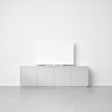 Beam side table - White lacquer, white base, tabletop in carrara marble - A2