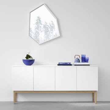 Beam side table - White lacquer, white base, tabletop in carrara marble - A2