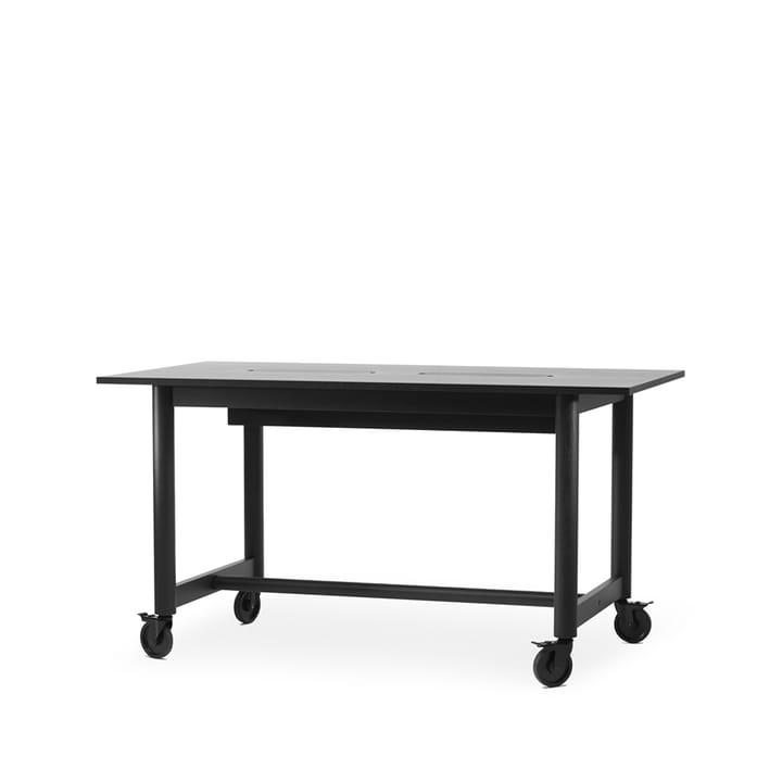 Connect desk - Black stained oak-black wheels-h90 - A2