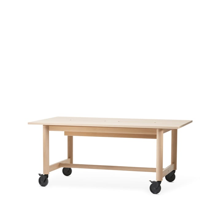 Connect desk - White oiled oak, black wheels, h73 - A2