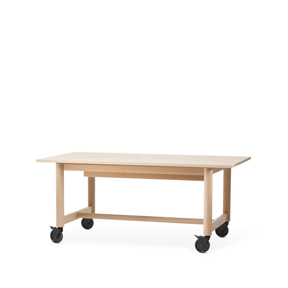 A2 Connect desk White oiled oak, black wheels, h73 | Scandinavian Design | Desks | Beige