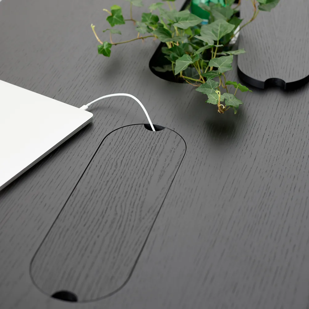 Connect desk, White oiled oak, black wheels, h73 A2