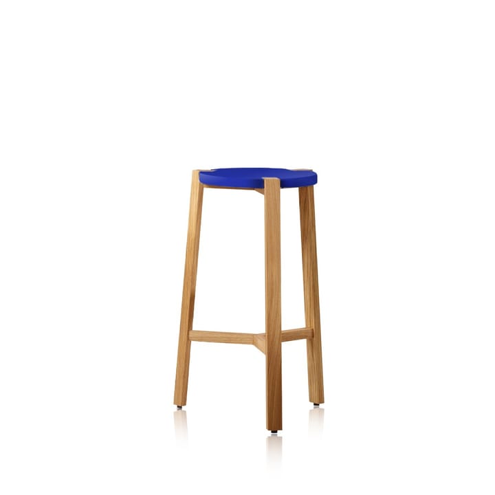 Happy Barstool low - Blue, oak legs - A2