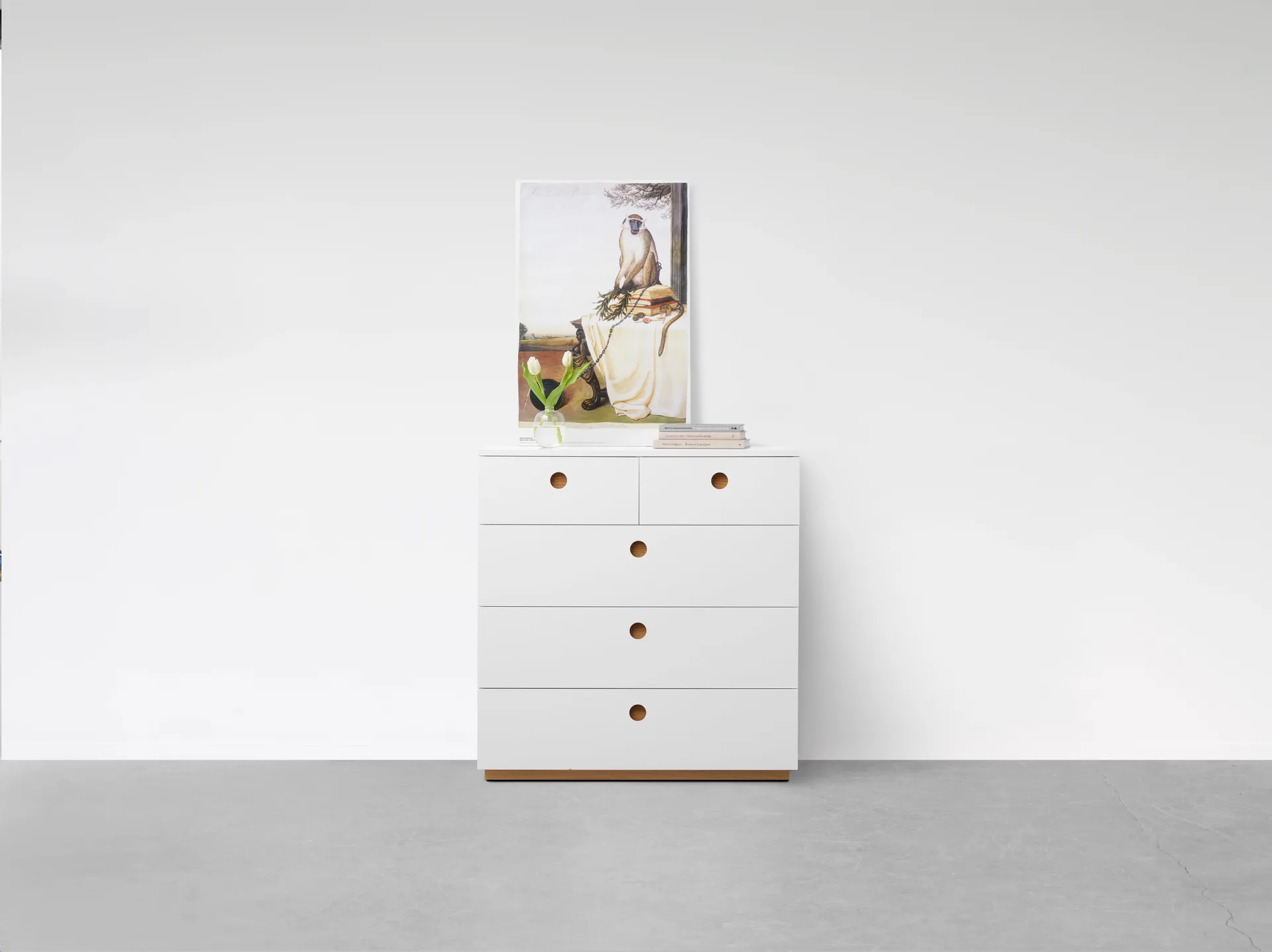Keep high chest of drawers, White-oiled oak, 95x98x40 cm A2