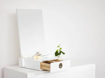 Me table mirror with storage - White, 34x57x30 cm - A2